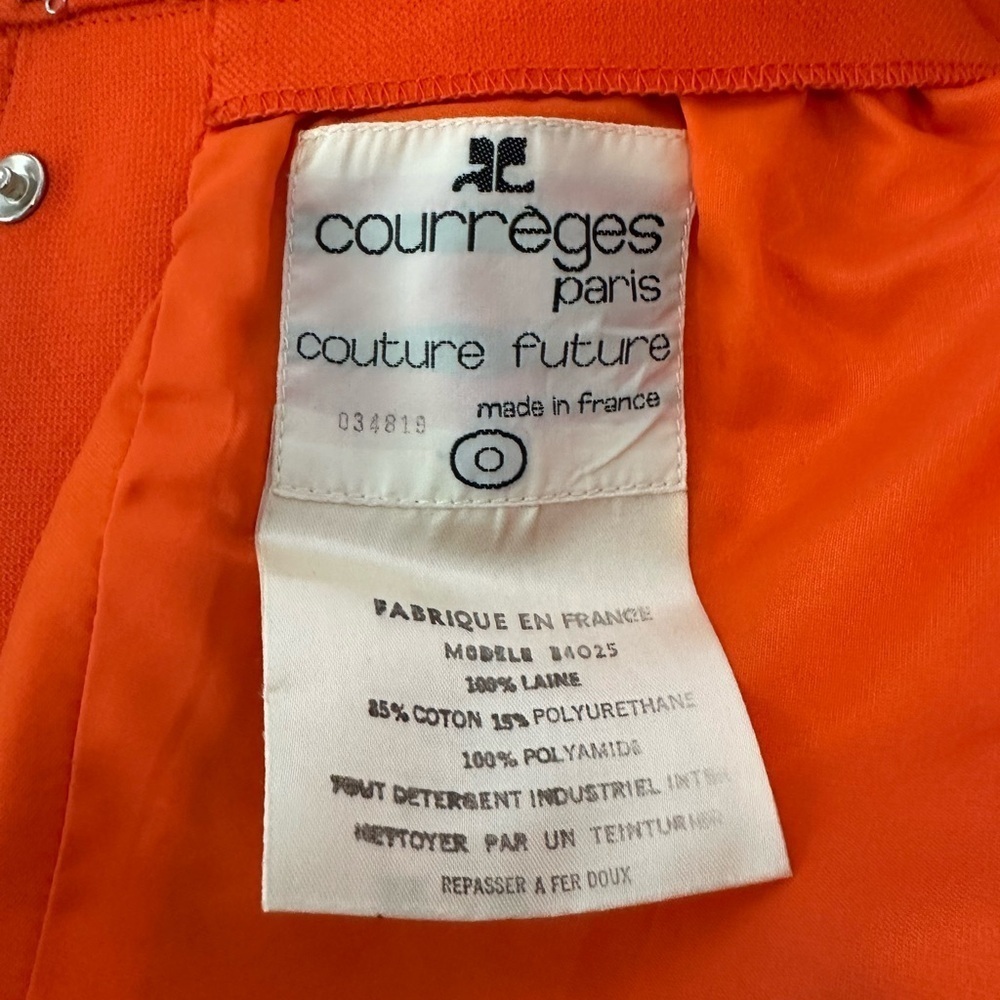 Vintage 1960 Andre Courreges orange wool maxi skirt leather trim high waist maxi - Picture 4 of 9